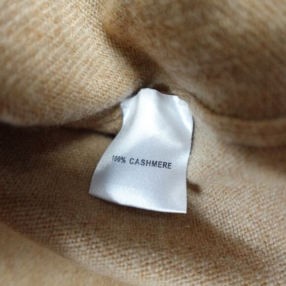 SOH 100% Cashmere Camel Brown Striped Sleeve Sweater - Picture 6 of 9